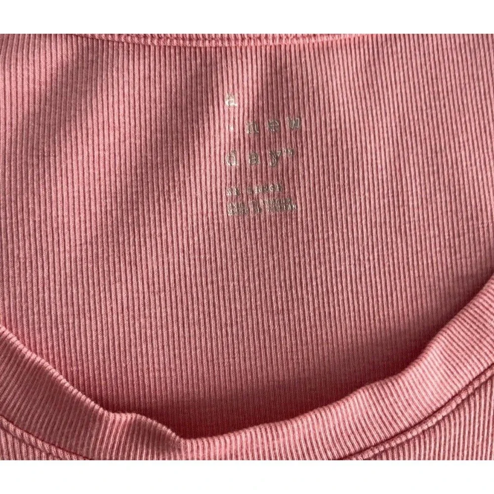 A New Day 2X Pink Ribbed Short Sleeve Scoop Neck Tee T-Shirt Plus Size Basic - Picture 4 of 4